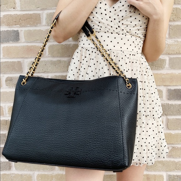 Gaby’sBags👜💕-Tory Burch black slouchy chain tote - Picture 2 of 7